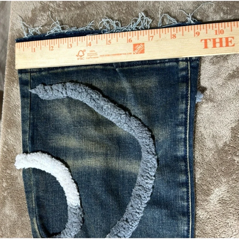 REELISTIK NYC Men's Size 36 Stacked Flare Jeans Wavy 3D Chenille Distressed Y2K